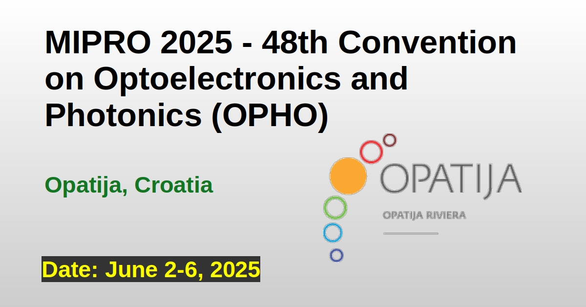 MIPRO 2025 - 48th Convention on Optoelectronics and Photonics (OPHO)