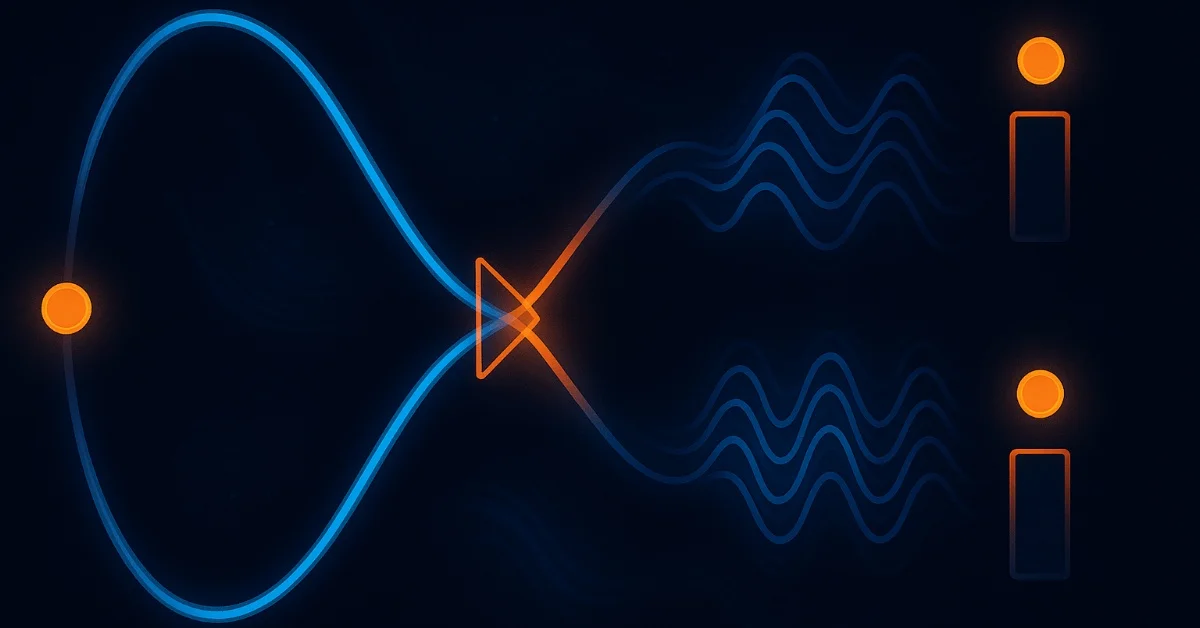 Abstract beam-splitter interference with glowing photon waves